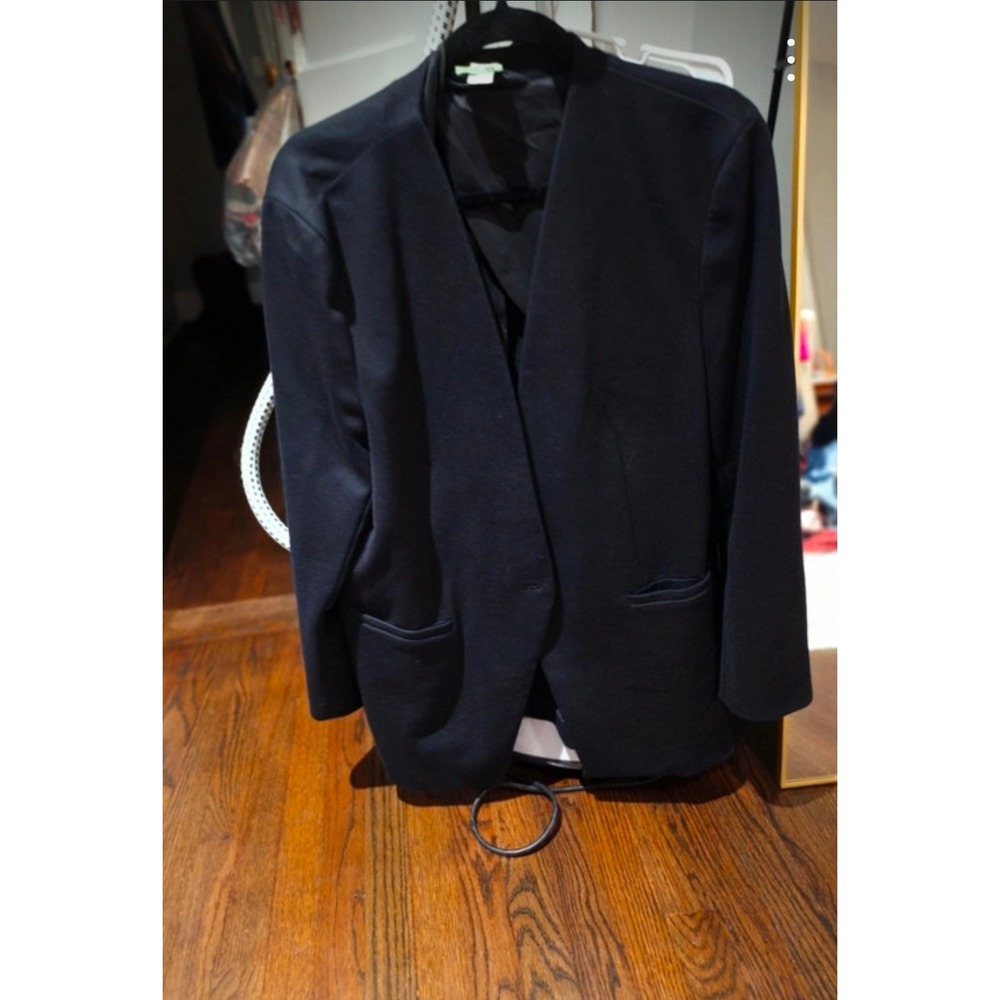 Spanx The Perfect Oversized Blazer Black Ponte Knit Collarless Jacket XL